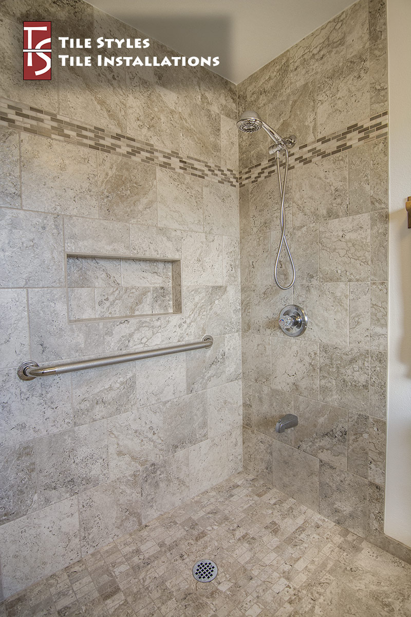 walk-in shower bathroom tile installation